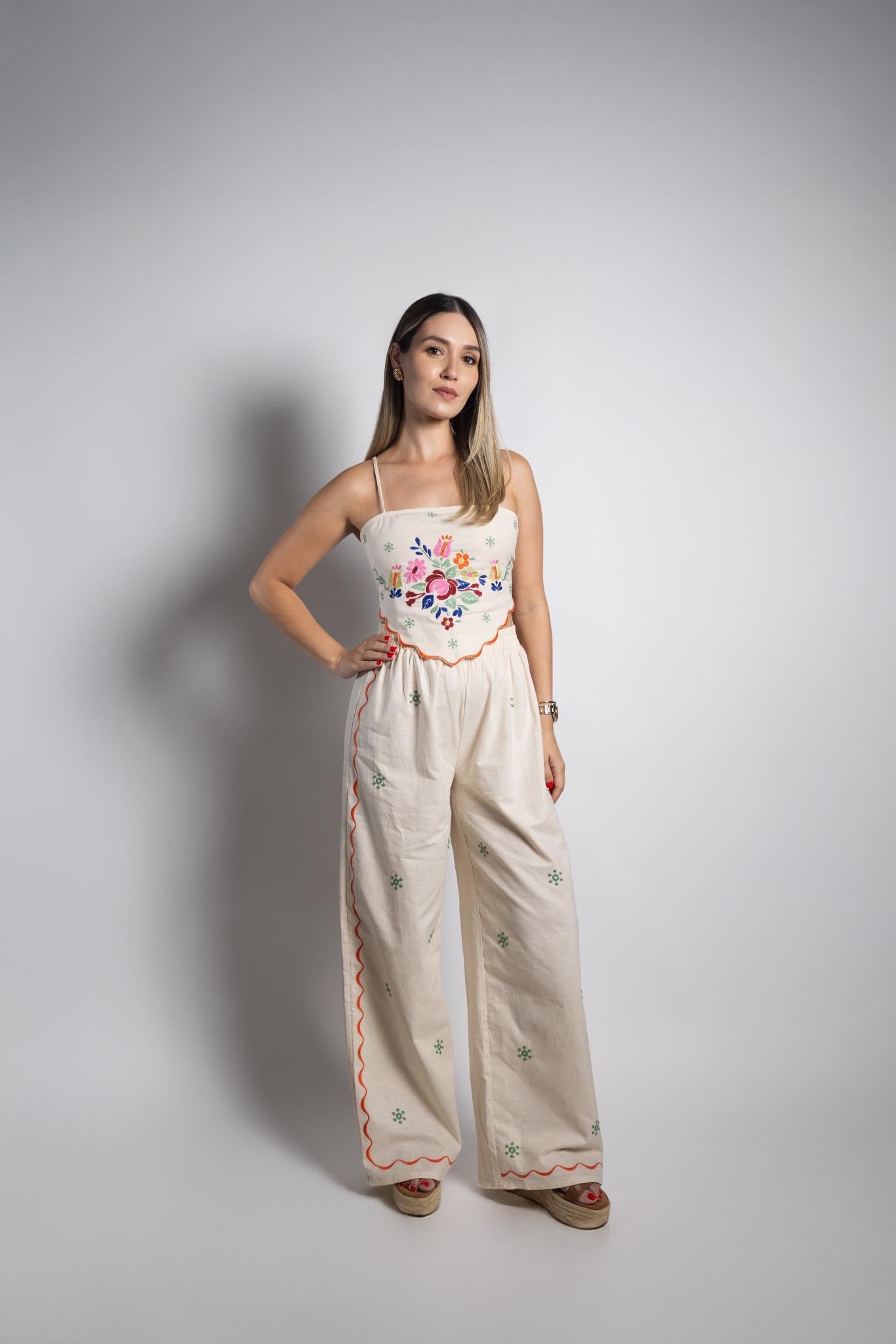 Linen Embroidered Set