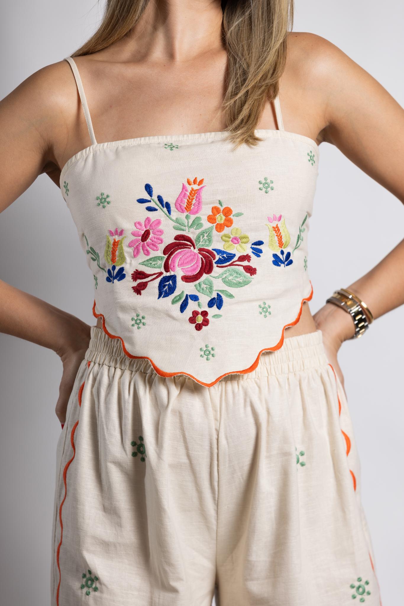 Linen Embroidered Set