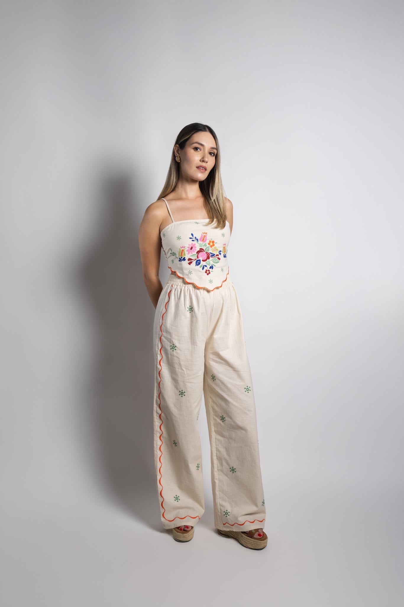 Linen Embroidered Set