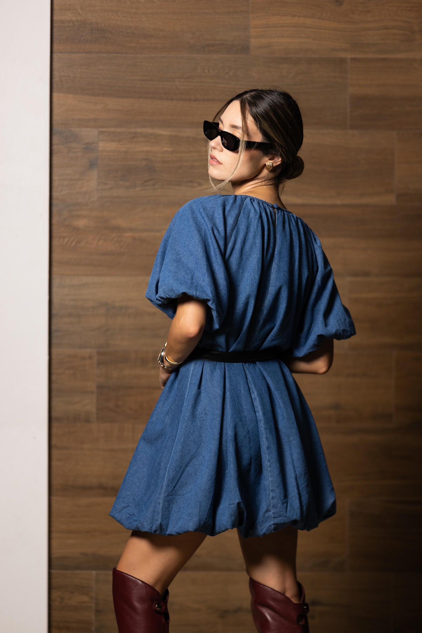Denim Bubble Mini Dress
