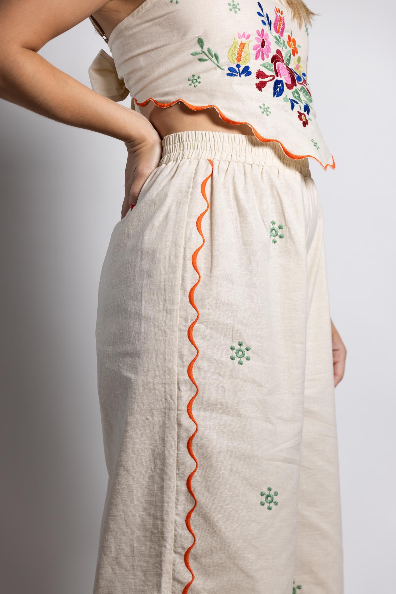 Linen Embroidered Set