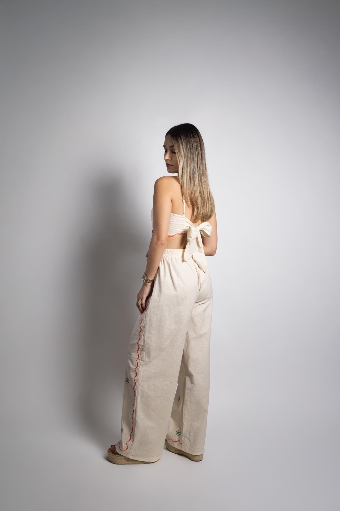 Linen Embroidered Set