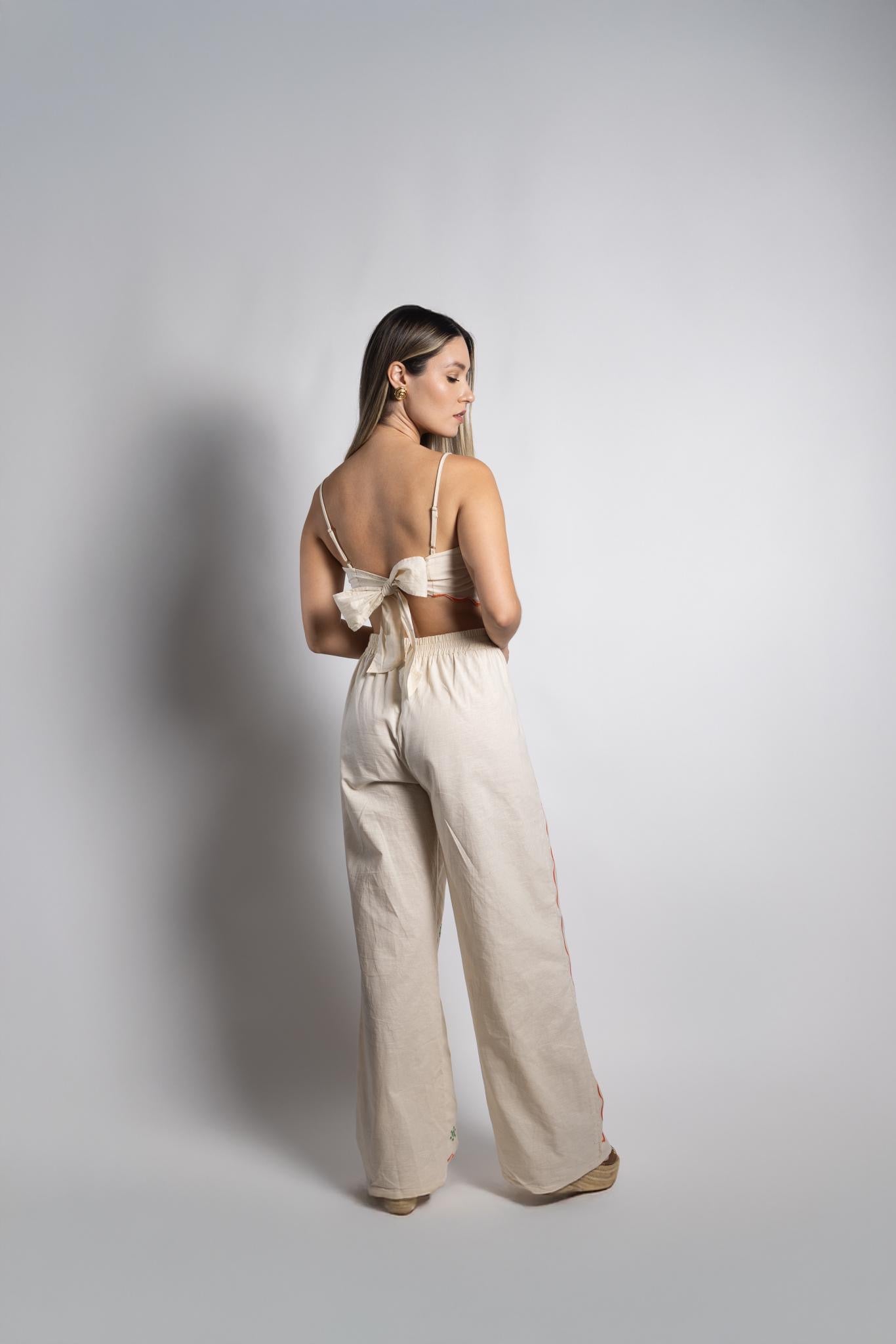 Linen Embroidered Set