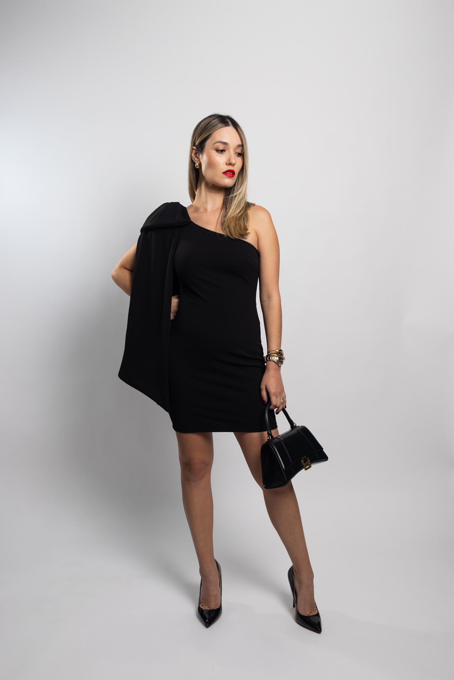 One Shoulder Bow Mini Dress