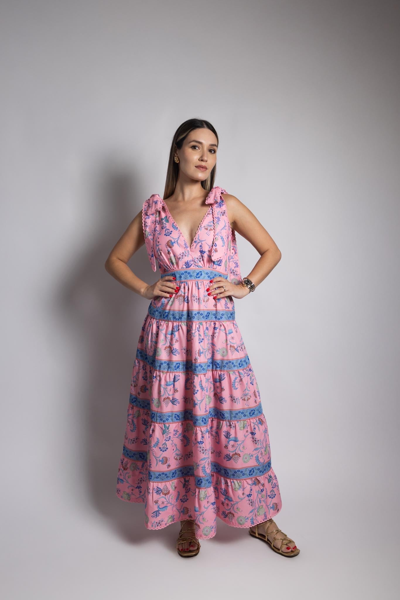 Shoulder Tie Midi Dress