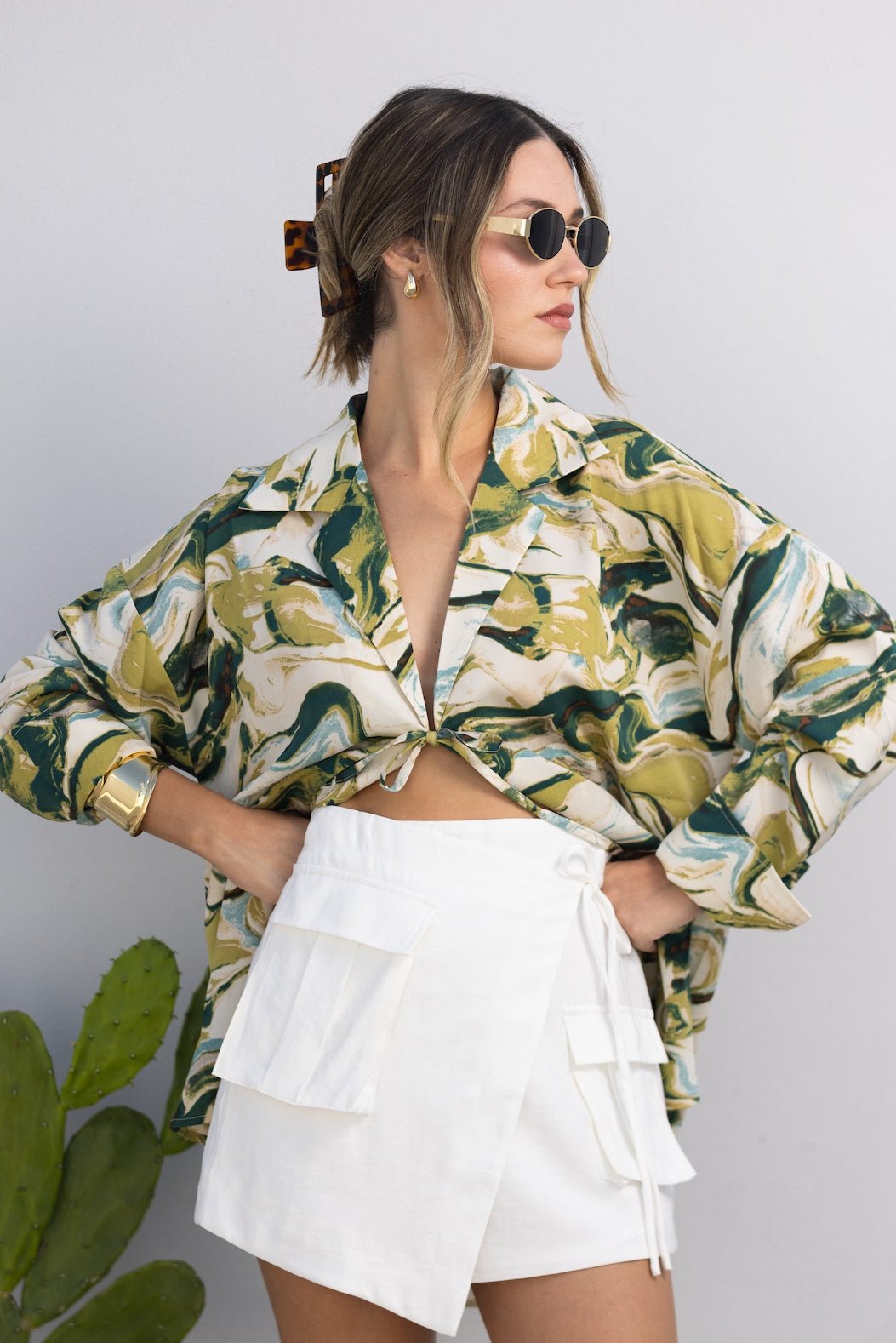 The Tropics Front Tie Blouse