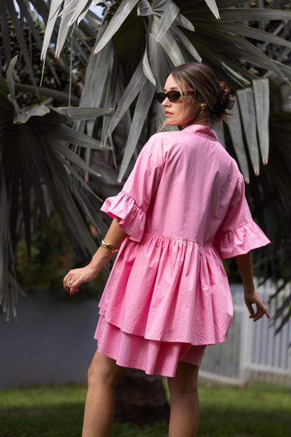 Poplin Ruffled Shirt Dress