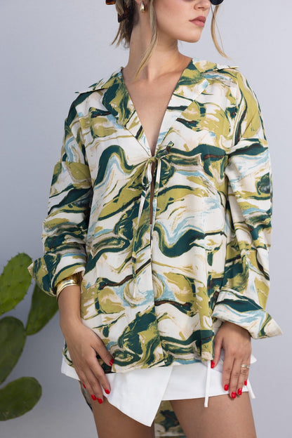 The Tropics Front Tie Blouse