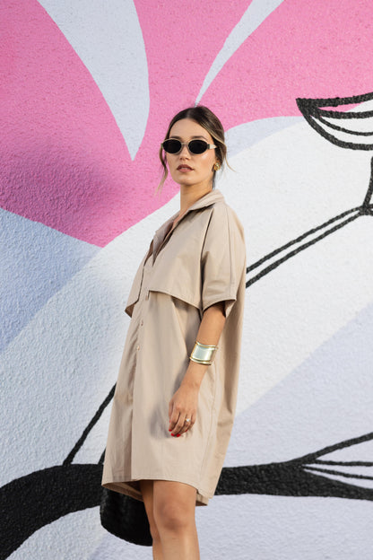 Poplin Button Down Shirt Dress