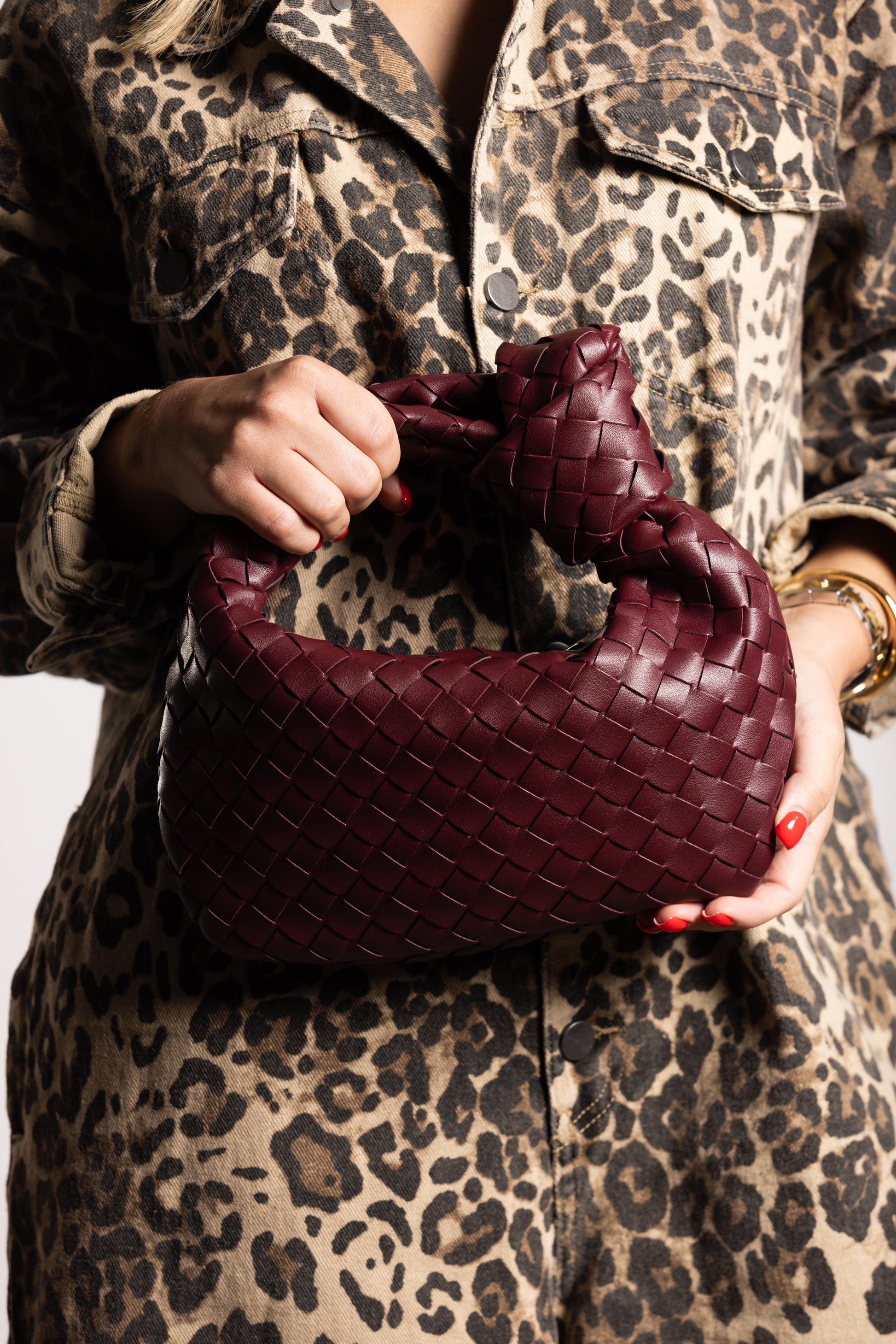 Burgundy Braided Bag - Main Image