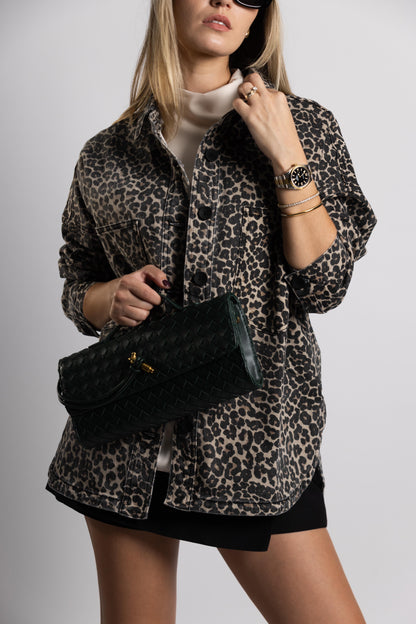 Leopard Denim Shirt Jacket