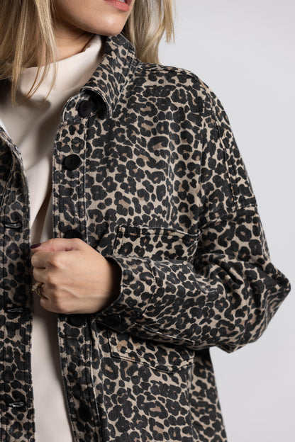 Leopard Denim Shirt Jacket