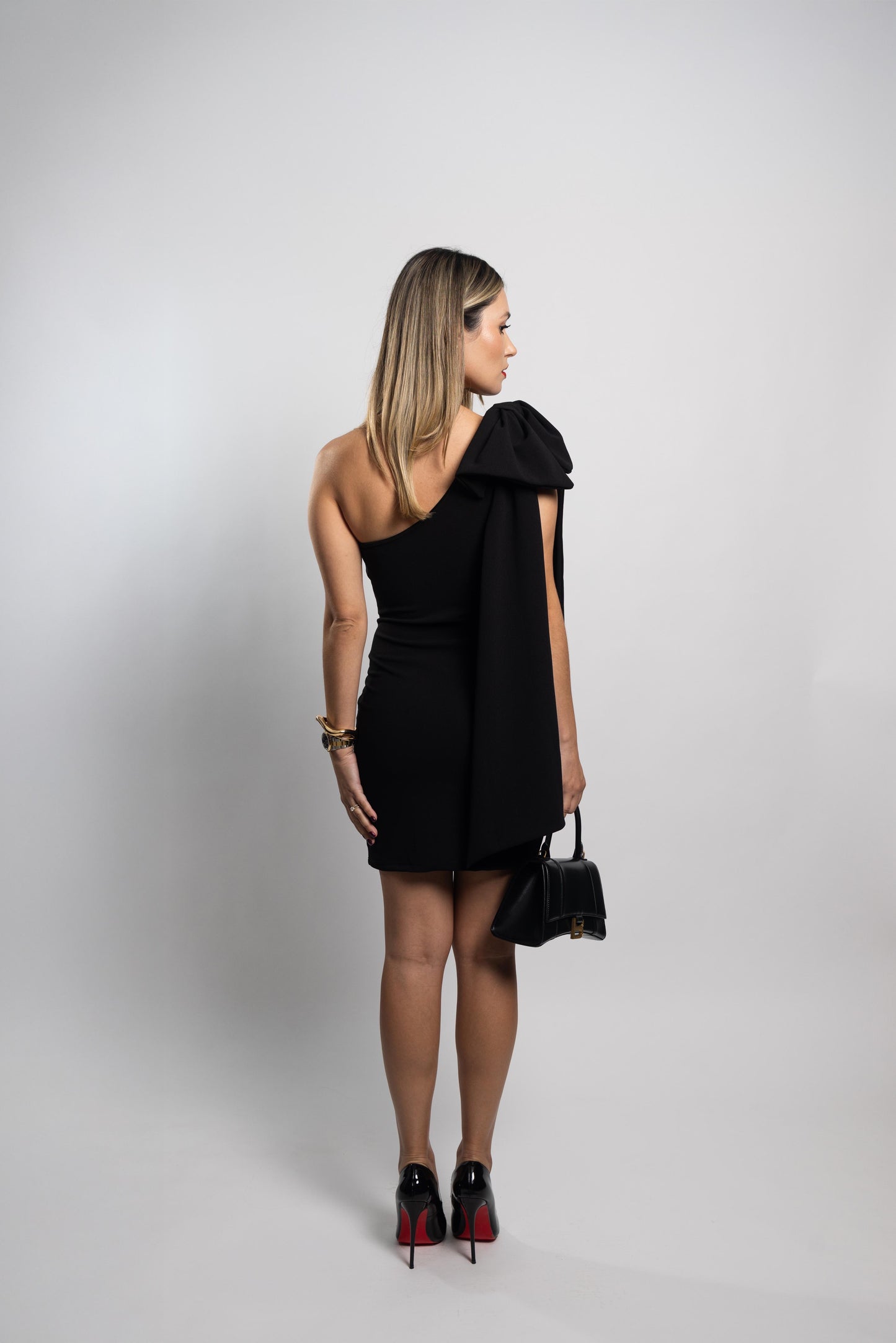 One Shoulder Bow Mini Dress