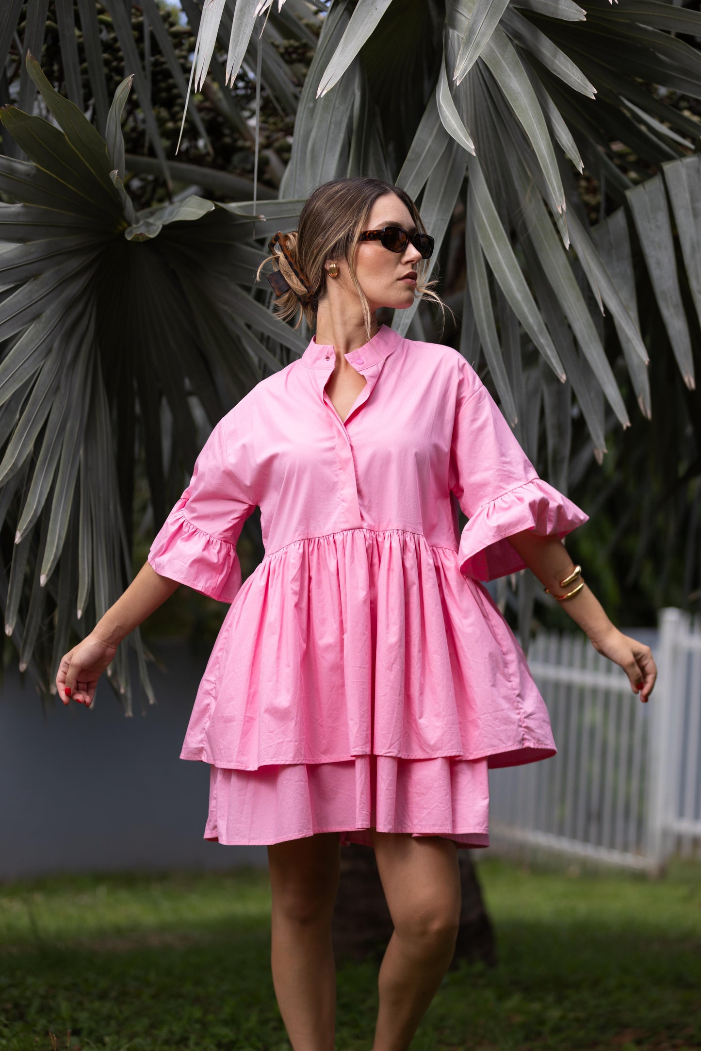 Poplin Ruffled Shirt Dress