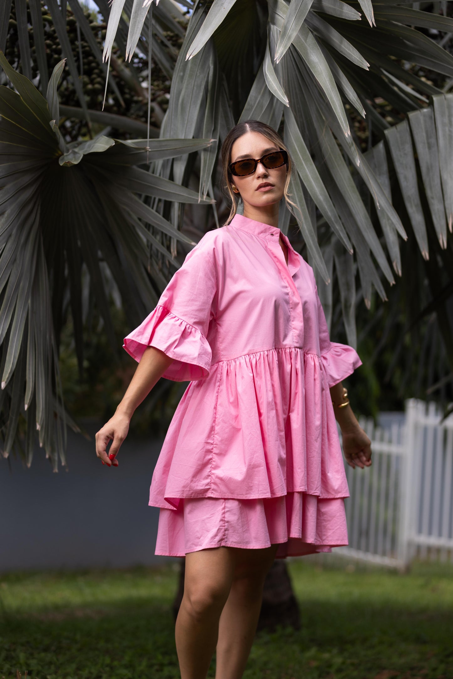 Poplin Ruffled Shirt Dress