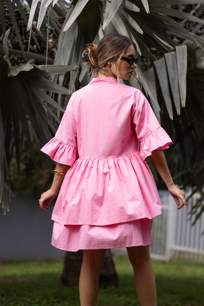 Poplin Ruffled Shirt Dress