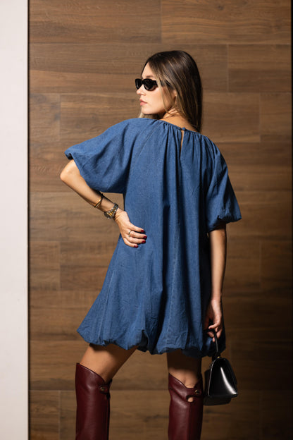 Denim Bubble Mini Dress