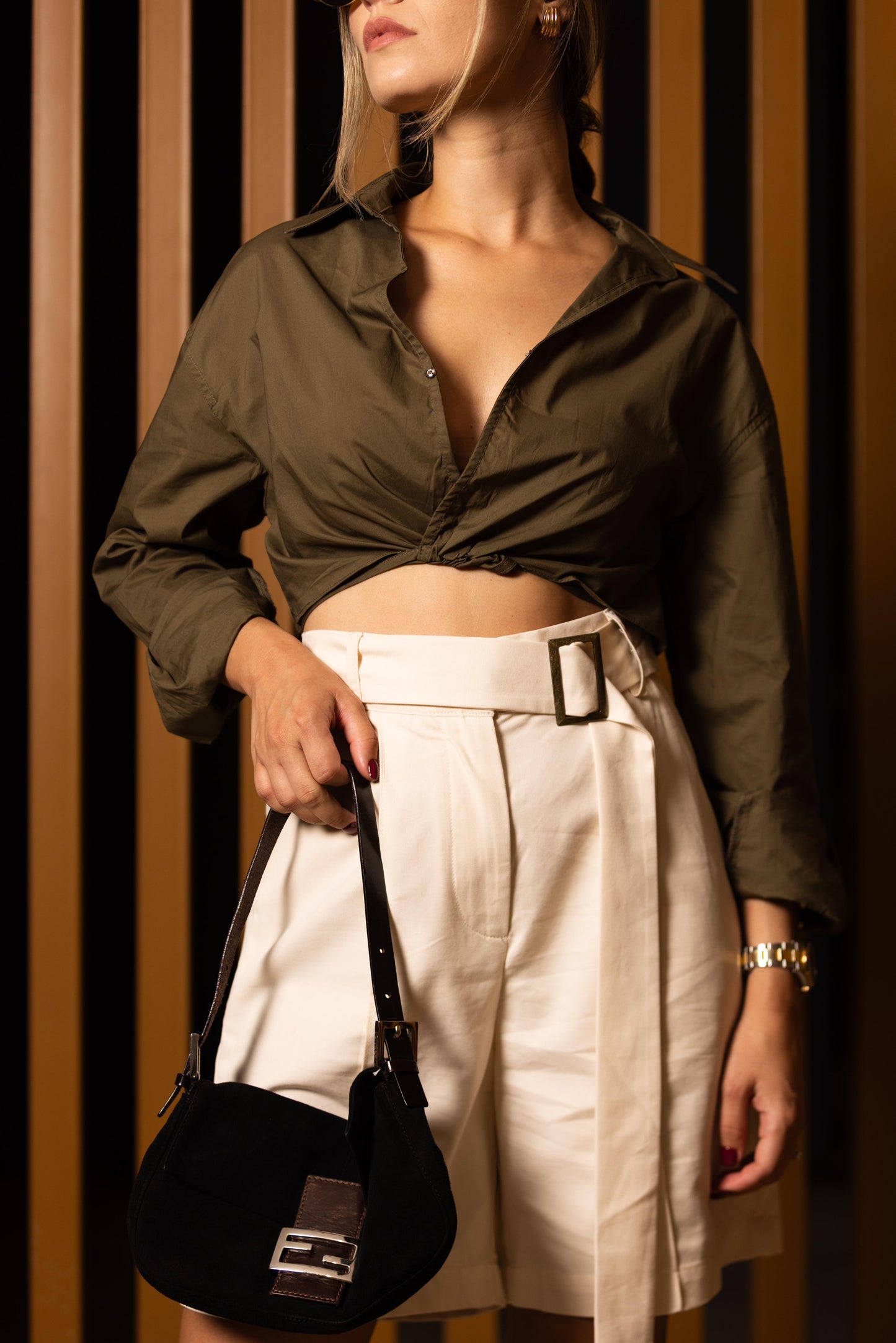 Olive Cropped Shirt