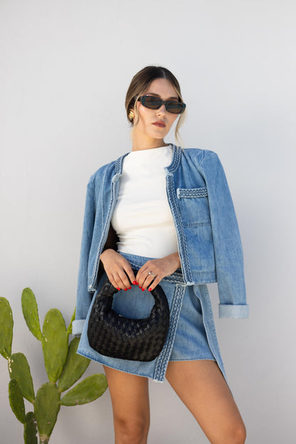 Braided Denim Crop Jacket